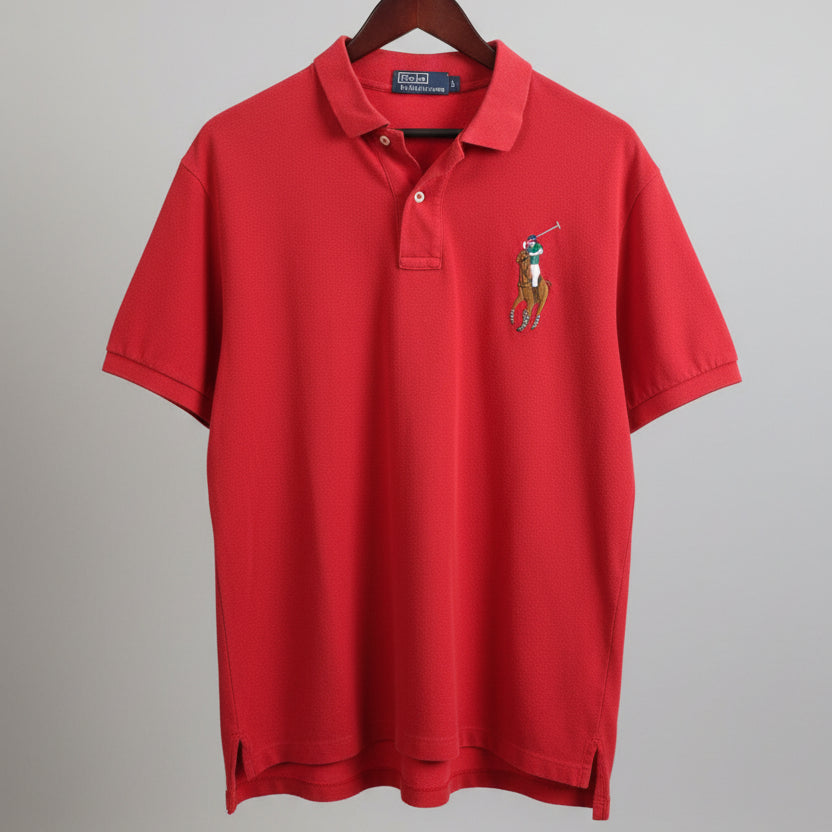 Polo Ralph Lauren Mens Red Big Pony Short Sleeve Pique Polo Shirt Size L