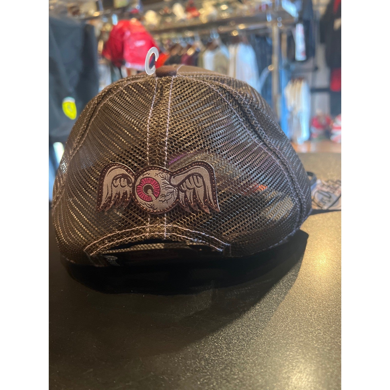 Von Dutch Brown Pink Faux Leather Mesh Trucker Hat Y2K Snapback Cap NEW