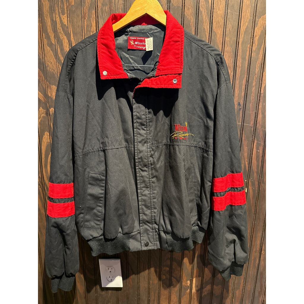 Vintage Winston Racing Team Jacket Swingster Black Red NASCAR Bomber Large XL