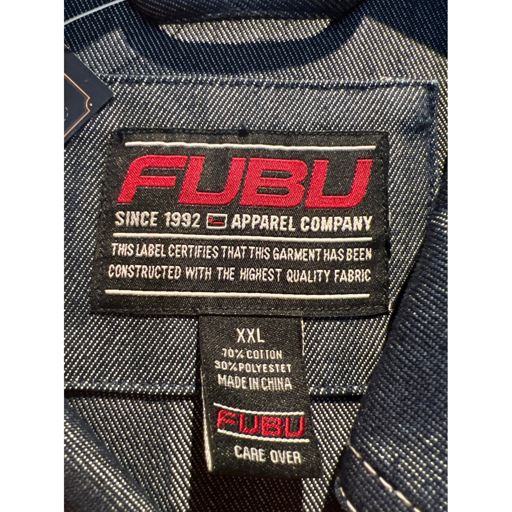 FUBU Heritage Collection Denim Jacket Indigo Blue Zip Up Streetwear Mens 30x33
