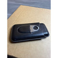 Black Leather 3-Cigar Travel Case with Stainless Steel Double Guillotine Cutter