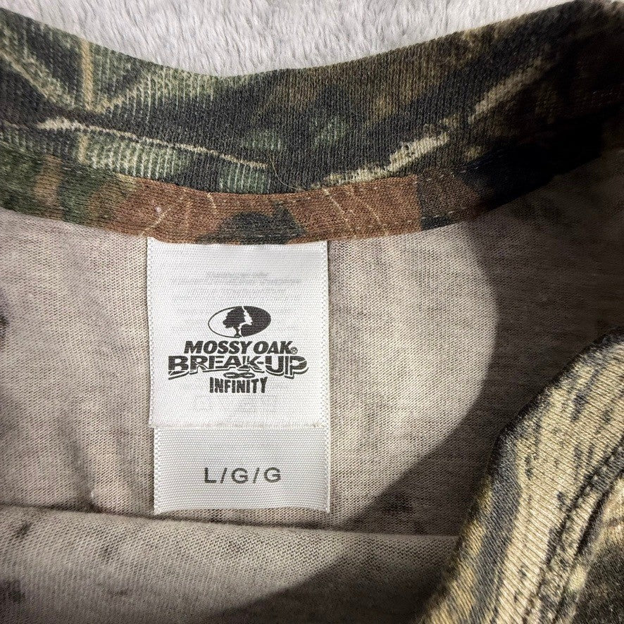 Mossy Oak Break-Up Infinity Camo Long Sleeve Shirt Mens Large Hunting Tee Brown
