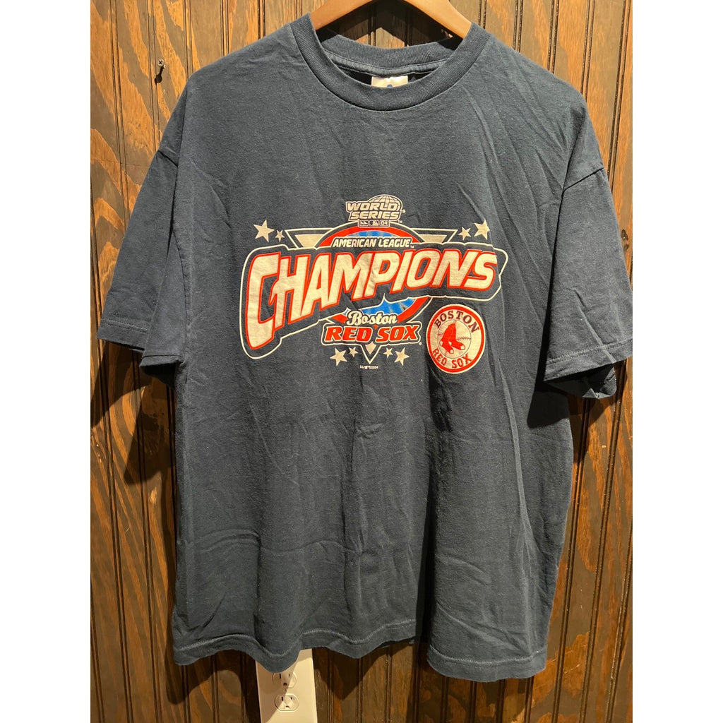 Vintage 2004 Boston Red Sox World Series AL Champions Navy Blue T-Shirt XL 24x30