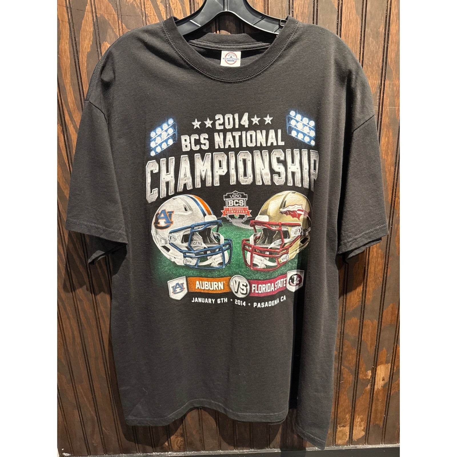 2014 BCS National Championship Shirt Auburn vs Florida State Black Tee XL 23x33
