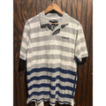 Marithe Francois Girbaud Striped Polo Shirt Mens Grey Navy Logo Short Sleeve