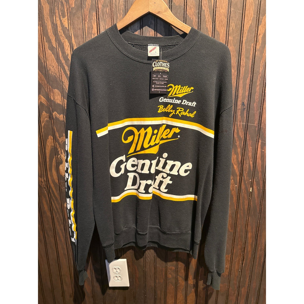 Vintage Jerzees Miller Genuine Draft Bobby Rahal Racing Sweatshirt Black Large