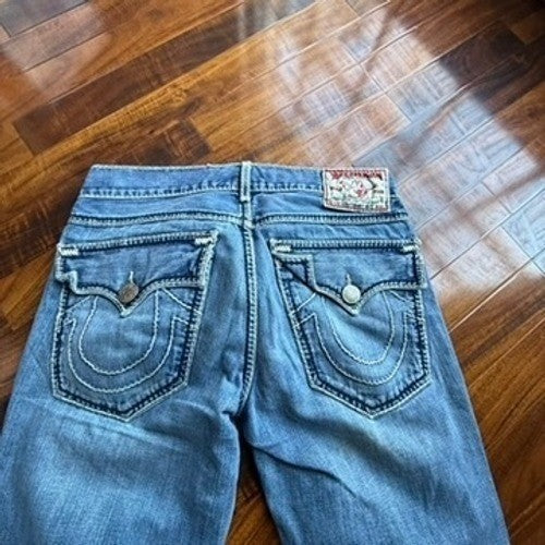 True Religion Joey Super T Flare Jeans Mens 33 Medium Wash Blue Made in USA