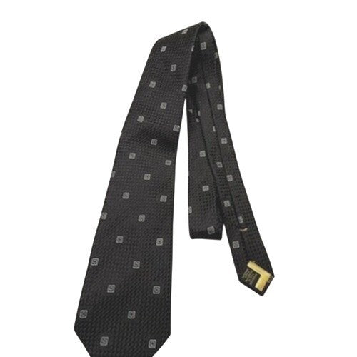 Donald J Trump Signature Collection Mens Black Silk Tie with Square Pattern