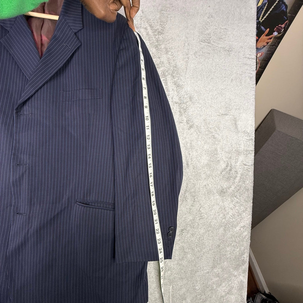 Ted Baker Endurance Mens Navy Blue Pinstripe 3-Button Blazer Suit Jacket 50R
