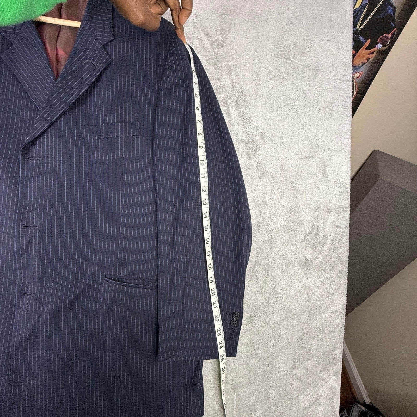 Ted Baker Endurance Mens Navy Blue Pinstripe 3-Button Blazer Suit Jacket 50R