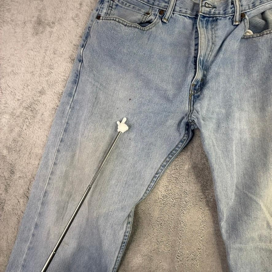 Levis 505 Regular Fit Straight Leg Light Wash Blue Denim Jeans Mens 36x32
