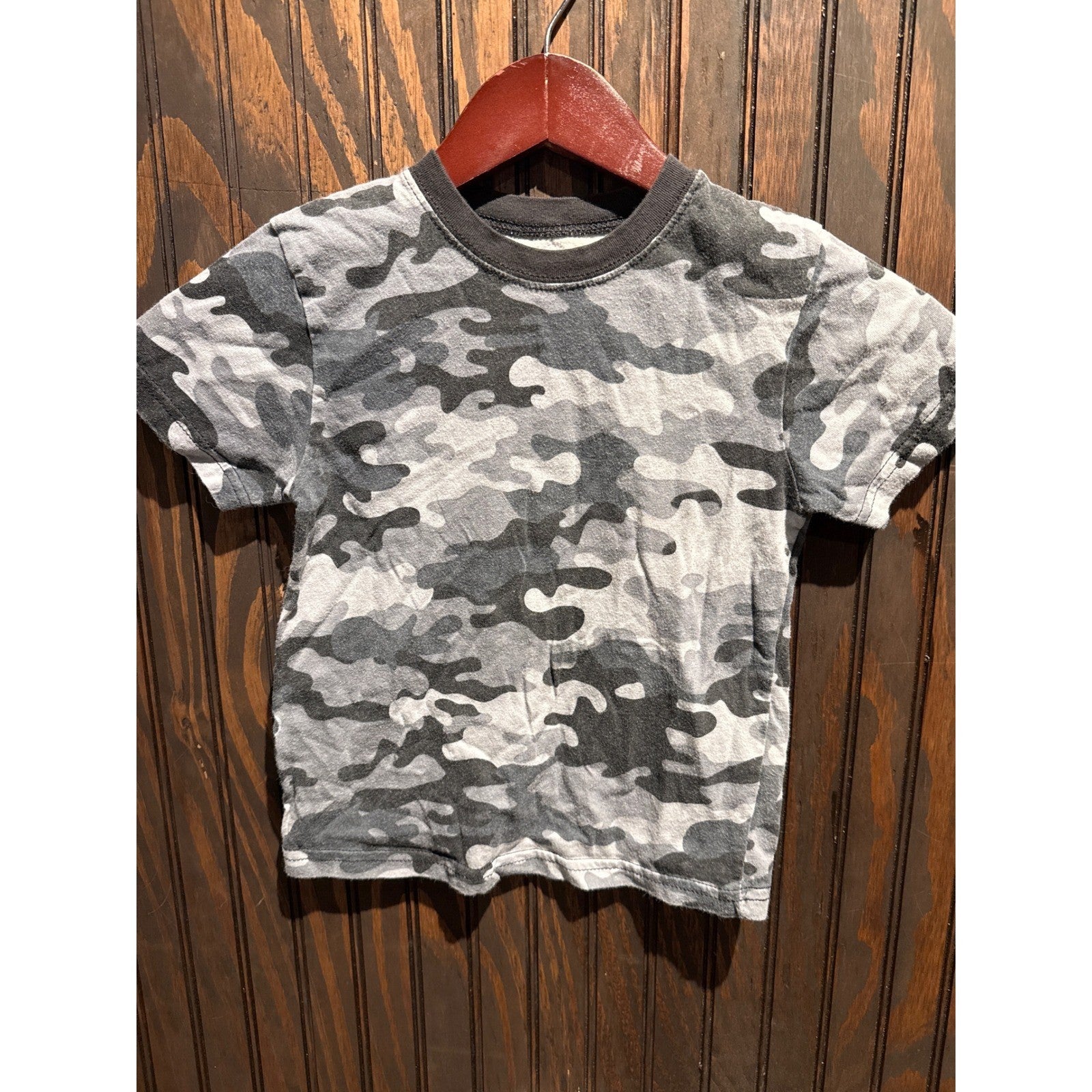 Kids Grey Camouflage Short Sleeve Crew Neck T-Shirt Camo Tee