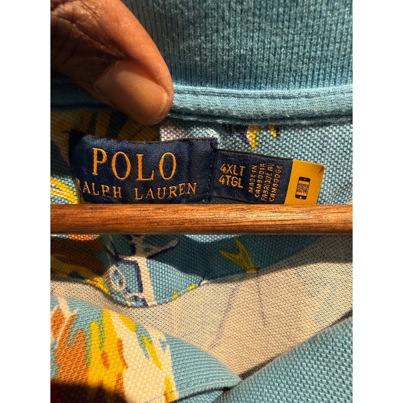 Polo Ralph Lauren Scuba Polo Bear Underwater Print Shirt Light Blue Mens 30x32
