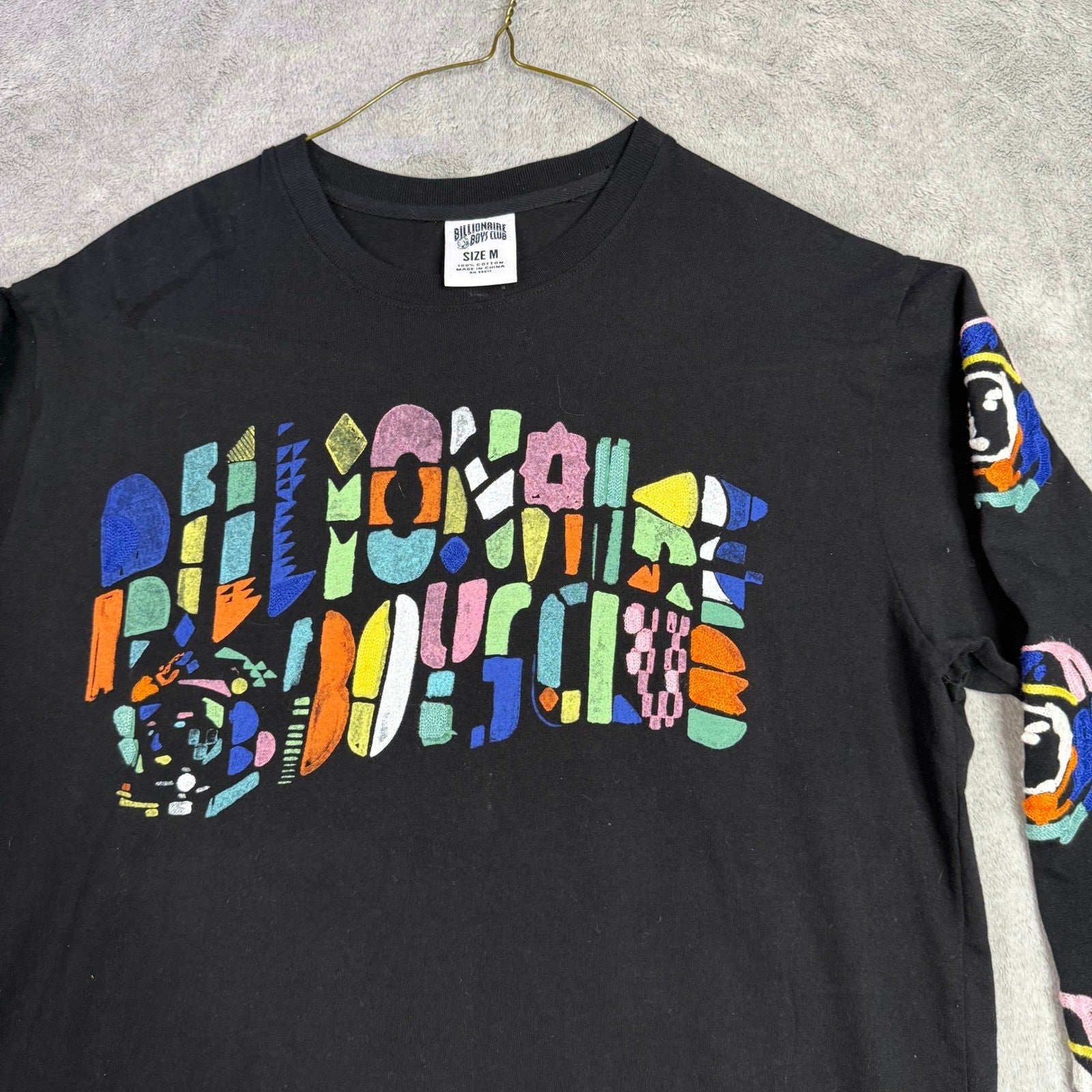 BILLIONAIRE BOYS CLUB Mens Astronaut Graphic Long Sleeve T Shirt Black Size M
