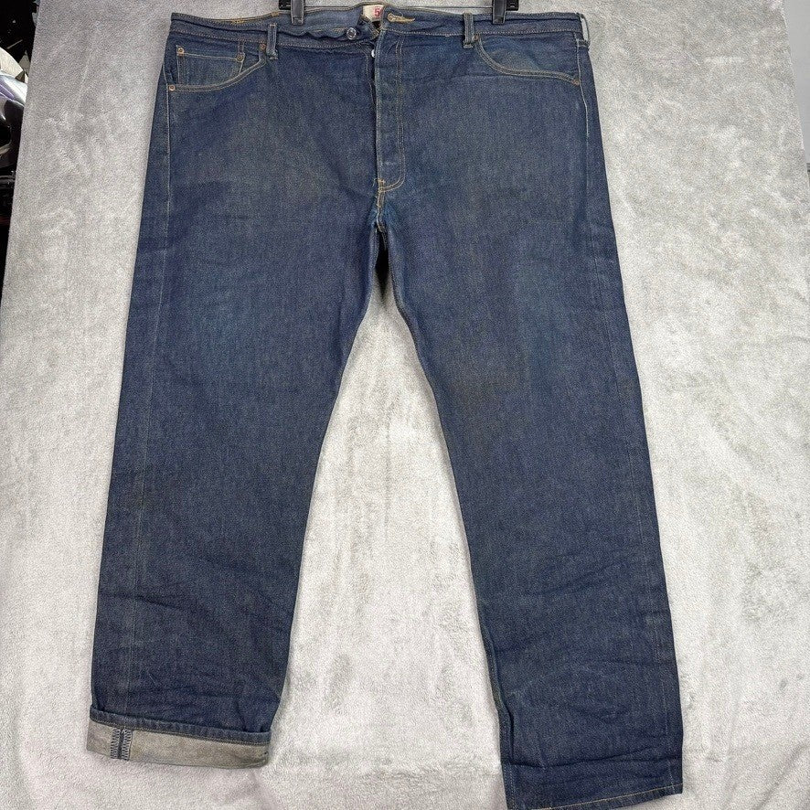 Levi Strauss 501 Jeans Mens 44x32 Dark Wash Straight Leg Button Fly Denim