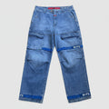 Marithe Francois Girbaud Shuttle Tape Cargo Jeans Blue Baggy Wide Leg 36x31