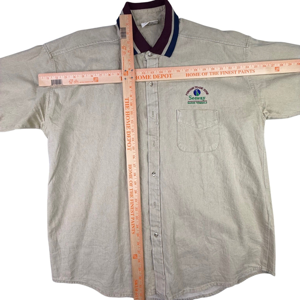 Vintage Crystal Spring Mens XL Seaway Marine Terminals Embroidered Short Sleeve