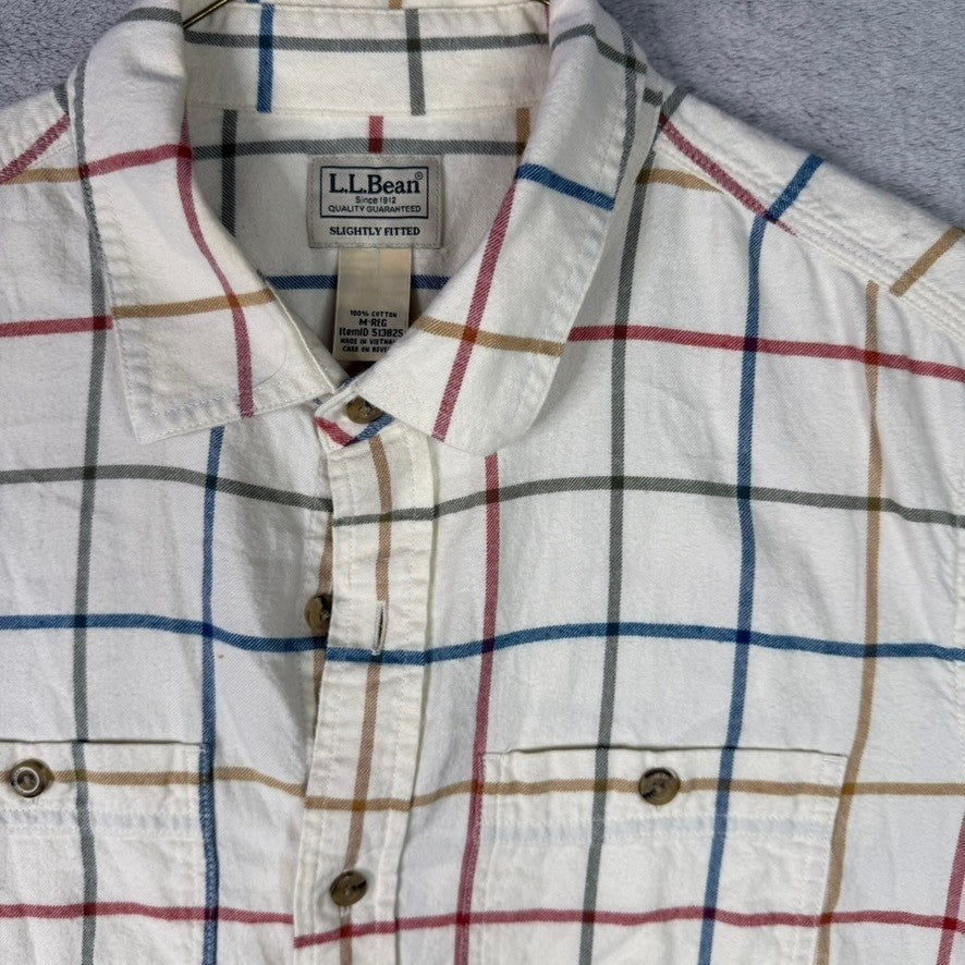 LLBean Plaid Button Down Shirt Long Sleeve Slightly Fitted Cotton Men's
