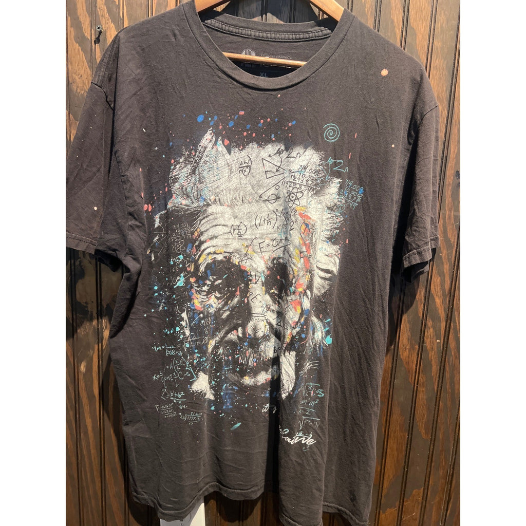 BioWorld Albert Einstein Graphic T-Shirt Mens XL Black Science Math Equations