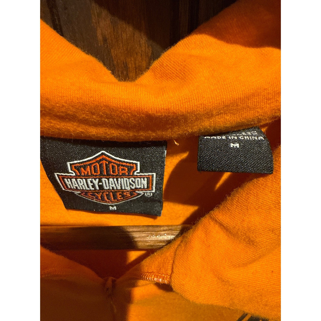 Harley-Davidson Womens Orange Flame Graphic Quarter Zip Polo Shirt Size M