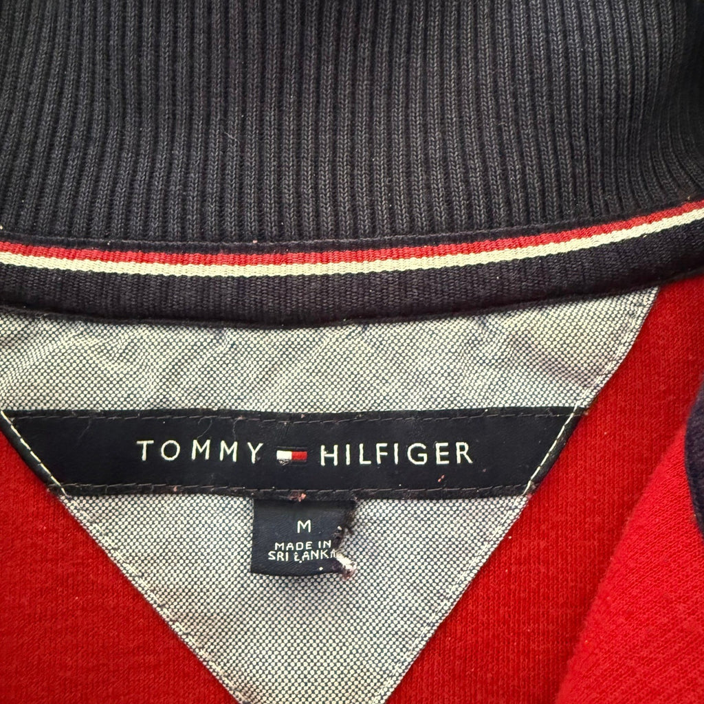 Tommy Hilfiger Men's Red Quarter Zip Pullover Sweater Size Medium