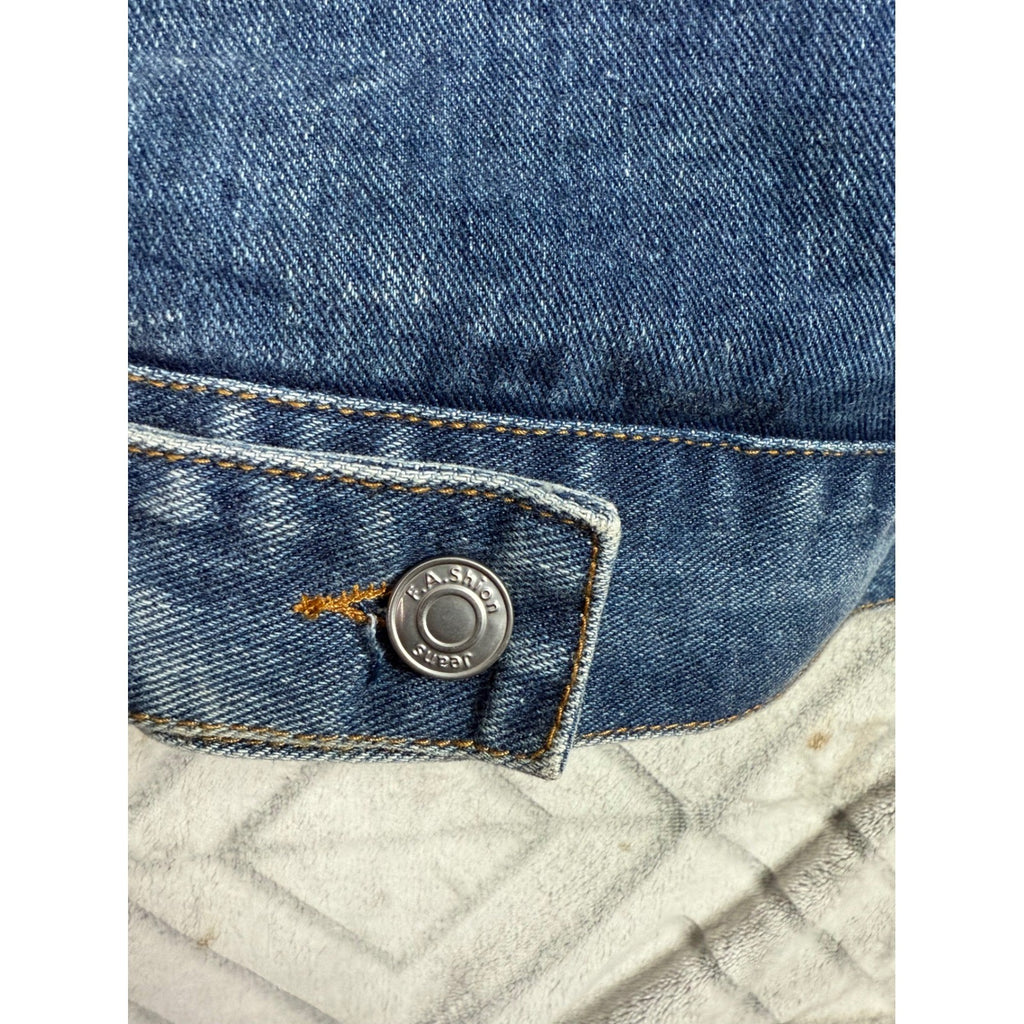 Mens Denim Jacket Patched Collage Graphic Embroidered Distressed Unique