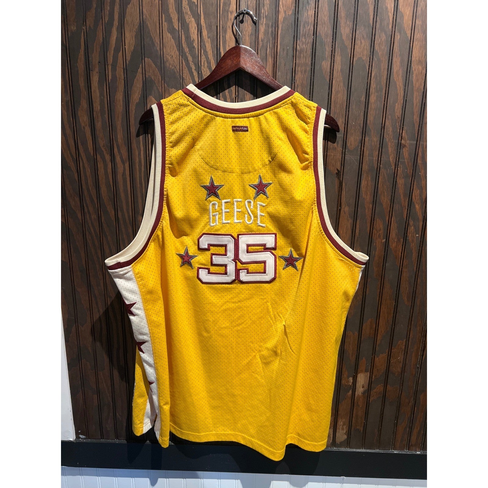 Vintage Platinum FUBU Harlem Globetrotters Geese 35 Jersey Yellow 4XL 75th Anniv