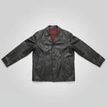 Haband Executive Division Mens Black Patchwork Genuine Leather Car Coat Jacket L