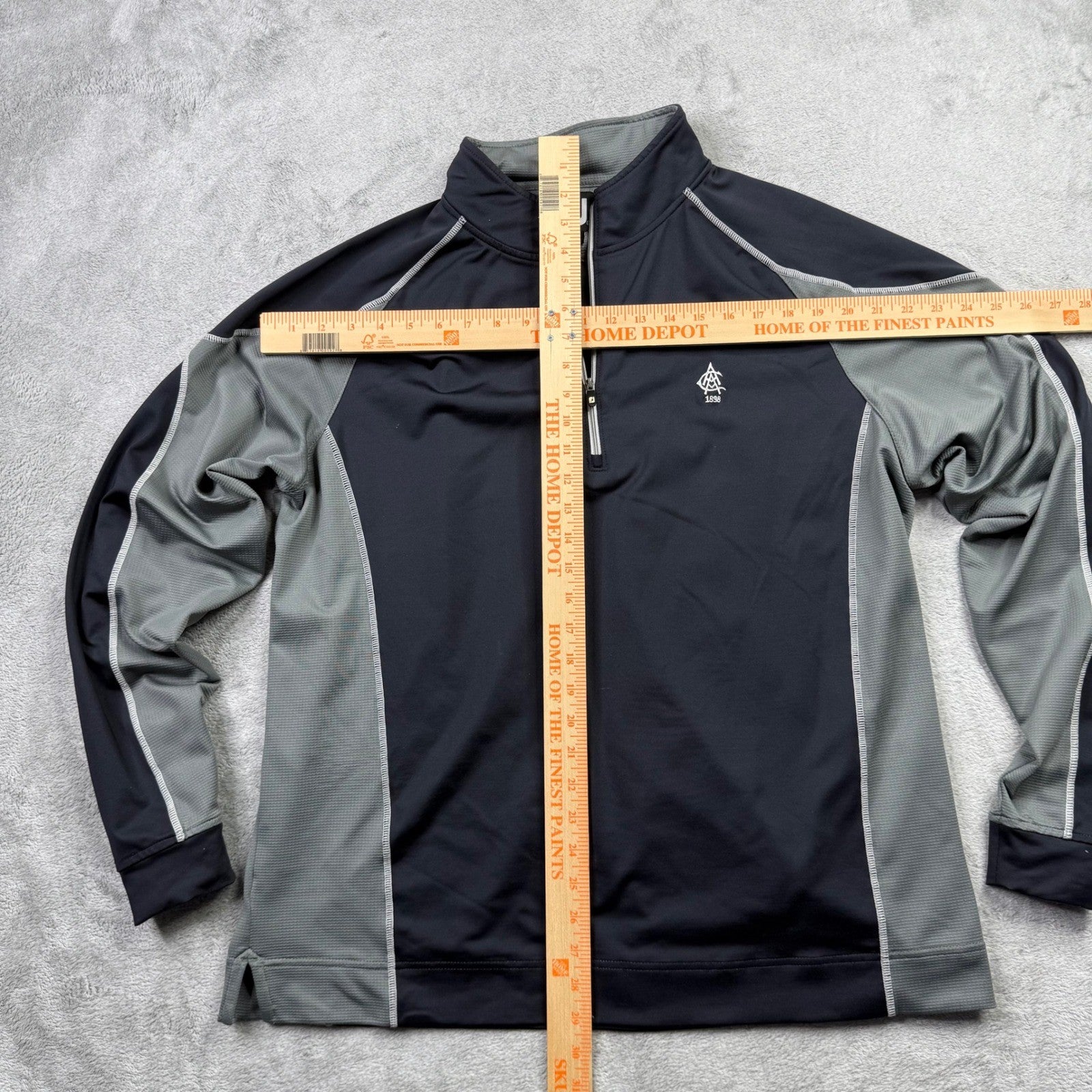 FootJoy FJ Mens Large Quarter Zip Golf Pullover Jacket Black Gray Performance