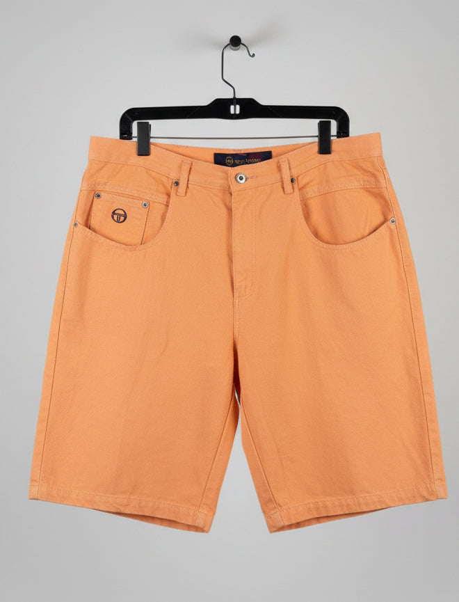 Sergio Tacchini Mens Denim Shorts Orange Size 36 Waist Casual Streetwear Summer