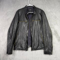 Bowen London Mens Black Leather Motorcycle Jacket YKK Zippers Size Medium
