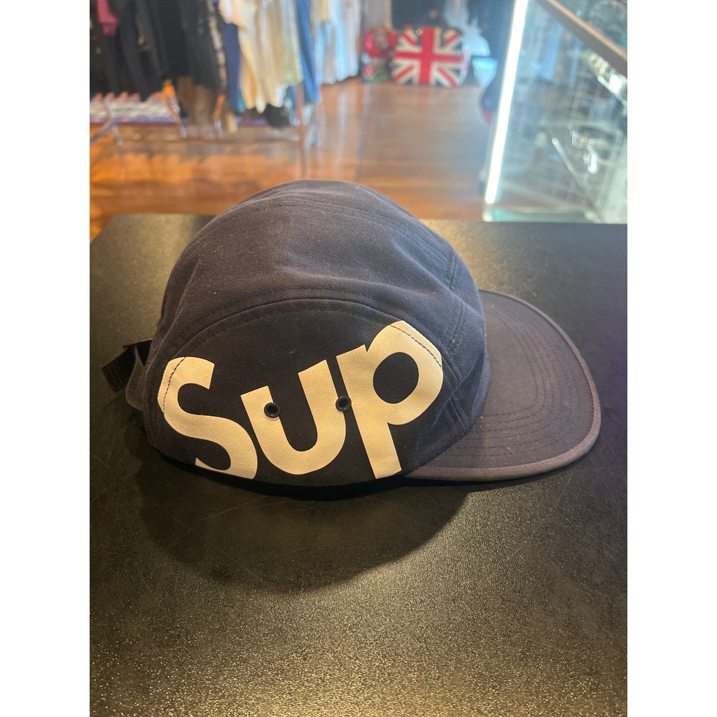 Supreme Side Logo 5-Panel Camp Cap Navy Blue Adjustable Strapback Hat
