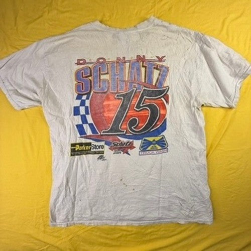 Vintage Donny Schatz Racing T-Shirt Mens XL Fargo North Dakota Sprint Car White