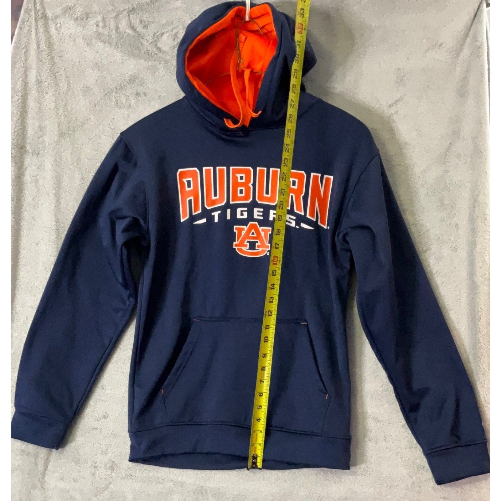 Auburn Tigers Hoodie Mens Navy Blue Orange Graphic Pullover Sweatshirt NCAA L