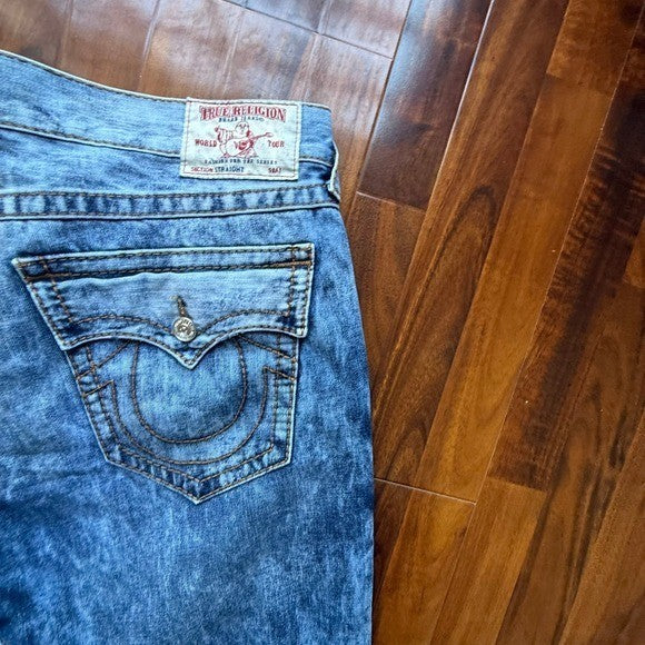 True Religion Section Straight Blue Acid Wash Denim Jeans Mens size 40