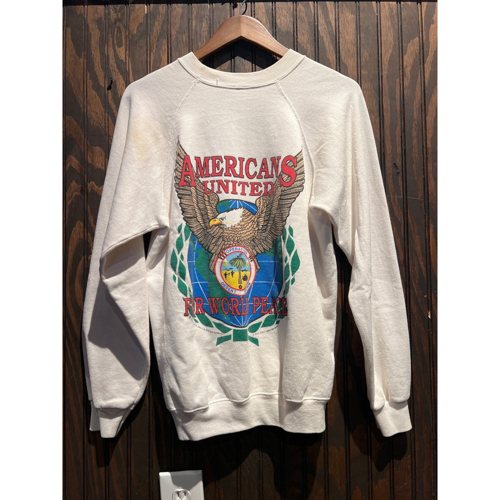 Vintage Operation Desert Storm Sweatshirt Cream Raglan 90s Military Crewneck L