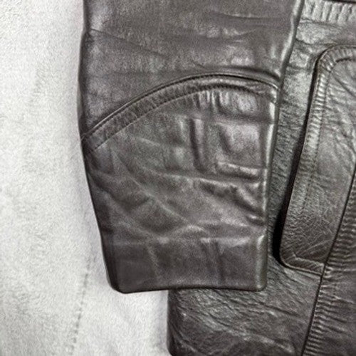Vintage 90s CSL Suedes Black Leather Coat Mens L Distressed Genuine Leather