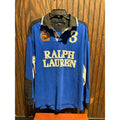 Polo Ralph Lauren Mens Blue Black Custom Fit Long Sleeve Rugby Shirt Large L/G