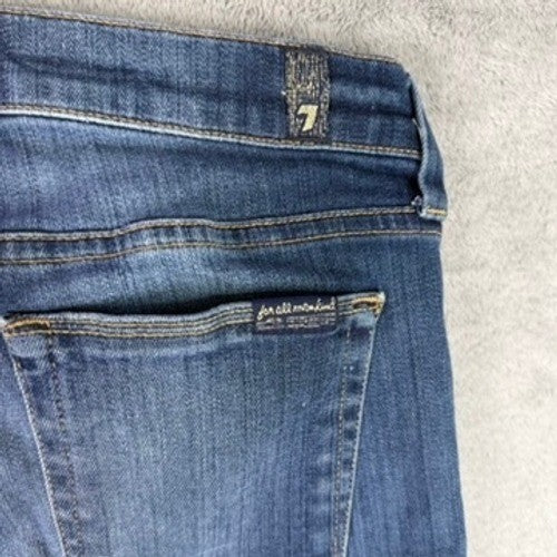 7 For All Mankind Slim Straight Blue Wash Denim Jeans Women's Size 30 x 26