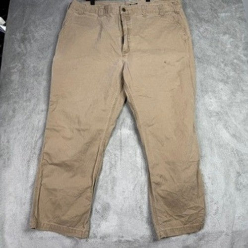 Mens Khaki Work Pants Relaxed Fit Straight Leg Casual Trousers Size 44x30