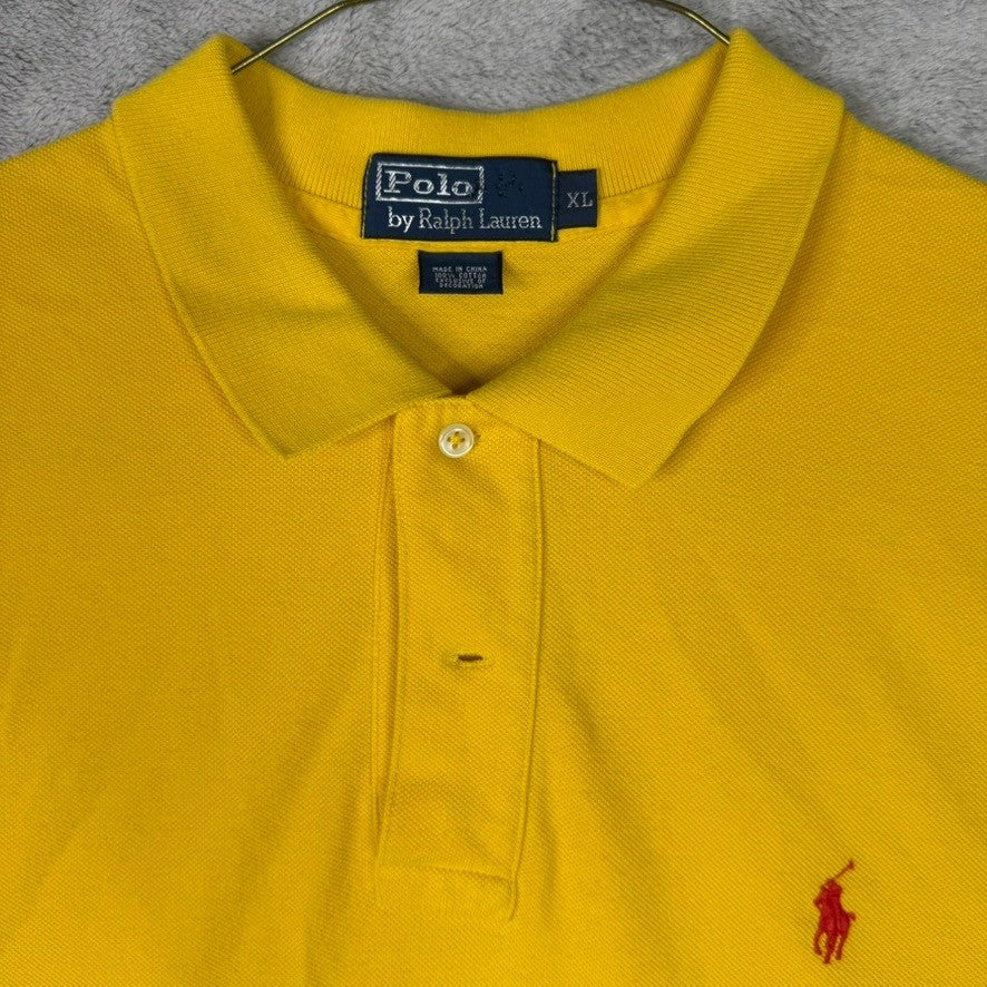 Polo Ralph Lauren Mens Yellow Fit Short Sleeve Polo Shirt Red Pony Logo XL