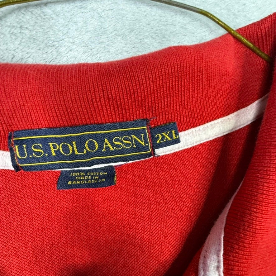 US Polo Assn Mens Red Short Sleeve Polo Shirt Big Tall 2XL Logo