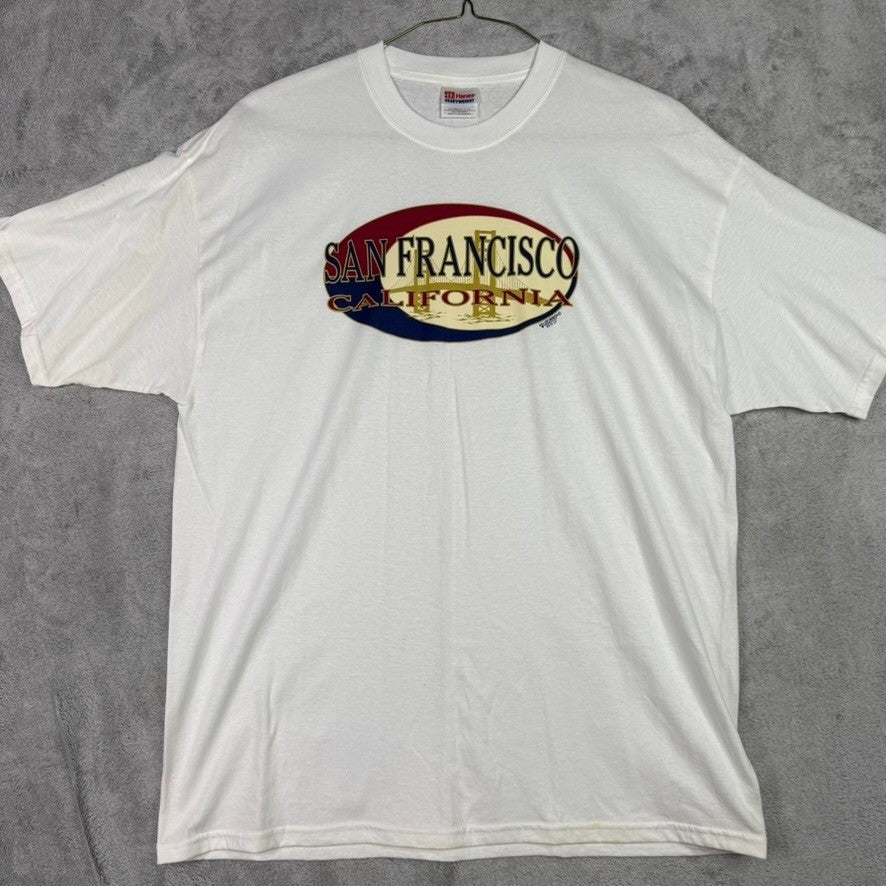 Hanes San Francisco California T Shirt Mens XL White Golden Gate Bridge