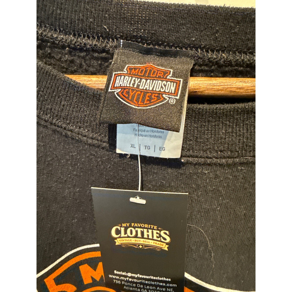 Harley Davidson Cycles Bar and Shield Logo Sweatshirt Mens Black Crew Neck XL