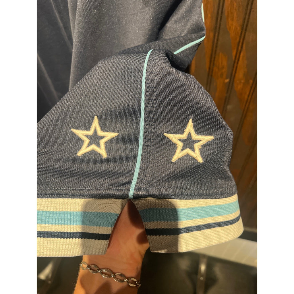 Mens Navy Blue Mesh Basketball Shorts Striped Trim Star Logo Activewear Size XL