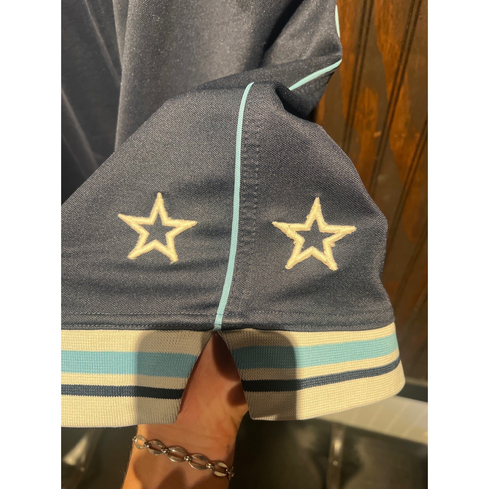 Mens Navy Blue Mesh Basketball Shorts Striped Trim Star Logo Activewear Size XL