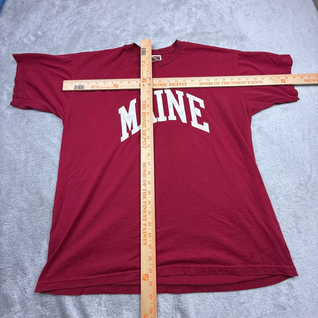 Fruit of the Loom MAINE Red Graphic T Shirt Mens XL Cotton Polyester Blend