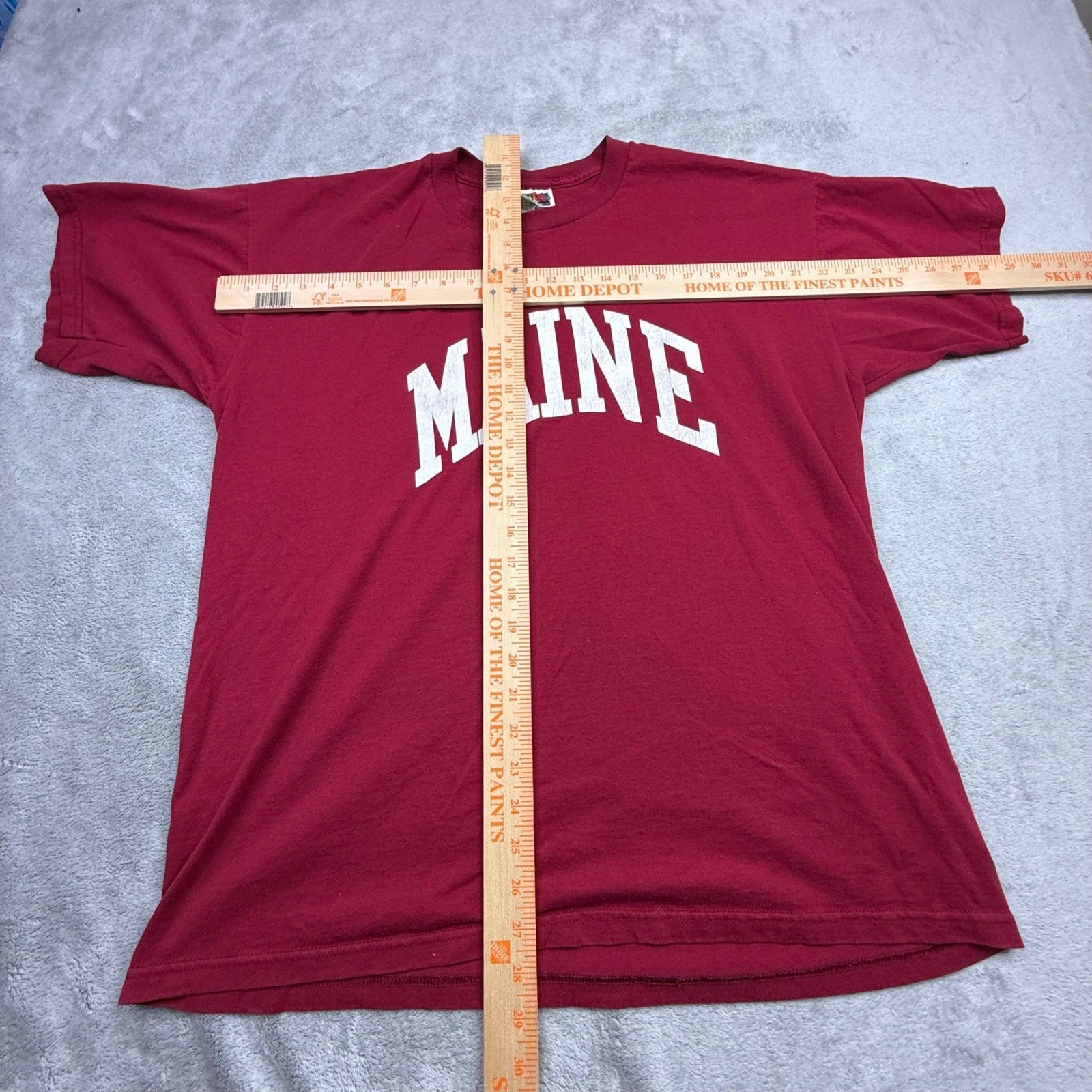 Fruit of the Loom MAINE Red Graphic T Shirt Mens XL Cotton Polyester Blend
