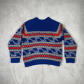 Simpson's Made in Italy Blue Grey Red Geometric Knit Sweater XL