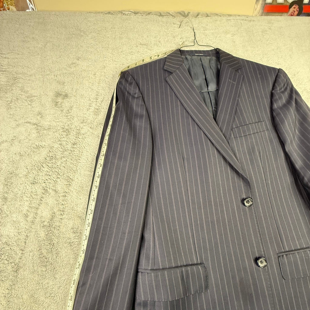 Z Zegna Mens Pinstripe Blazer Navy Blue Wool 2-Button Suit Jacket 50R 280CG4